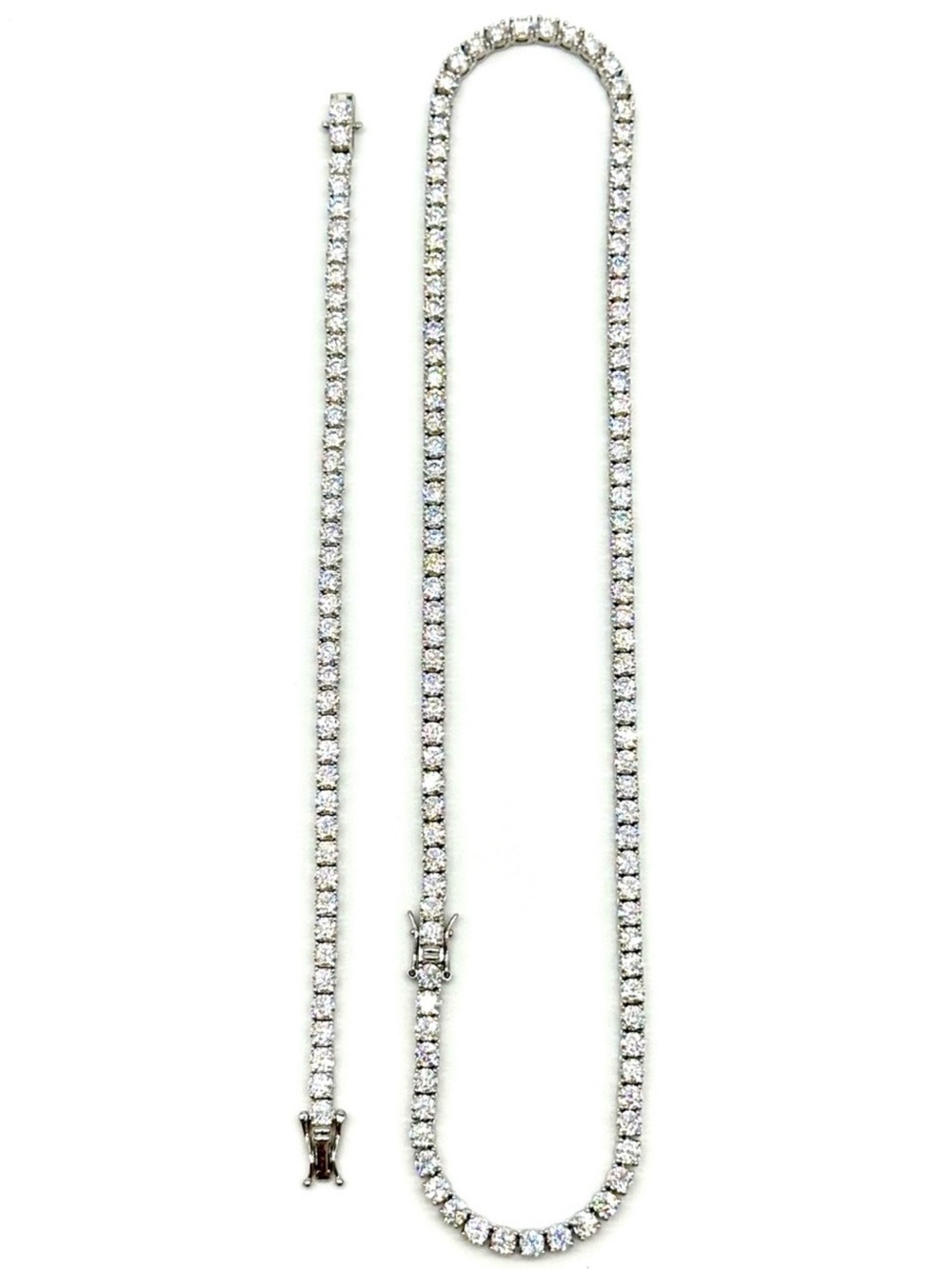 925 Silver, 4mm Moissanite Tennis Chain & Bracelet Set